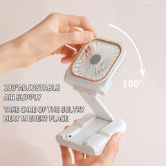 Compact Cooling Foldable Fan - Portable, Rechargeable, Phone Mount