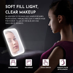 Portable Smart Makeup Mirror - TouchScreen, Adjustable Brightness, USB Charging