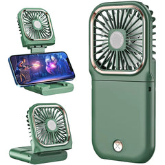 Compact Cooling Foldable Fan - Portable, Rechargeable, Phone Mount